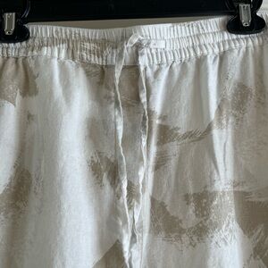 Beige and White Abstract Print Pants and
Matching Top